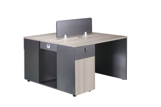 M325 Two-Seater Workstation with wooden divider